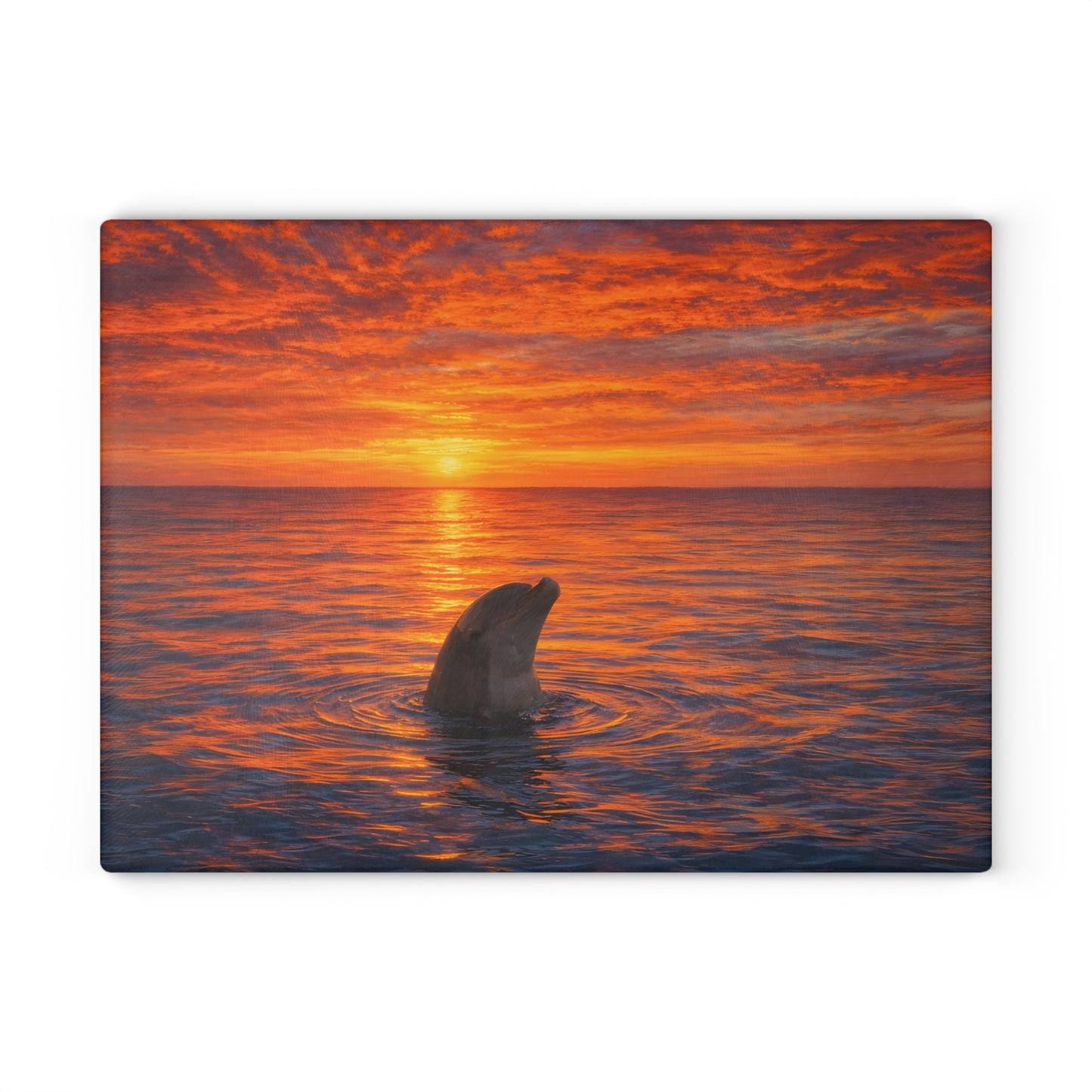 Dolphin Sunset Glass Cutting Board – Ocean Serenity Coastal Kitchen Decor