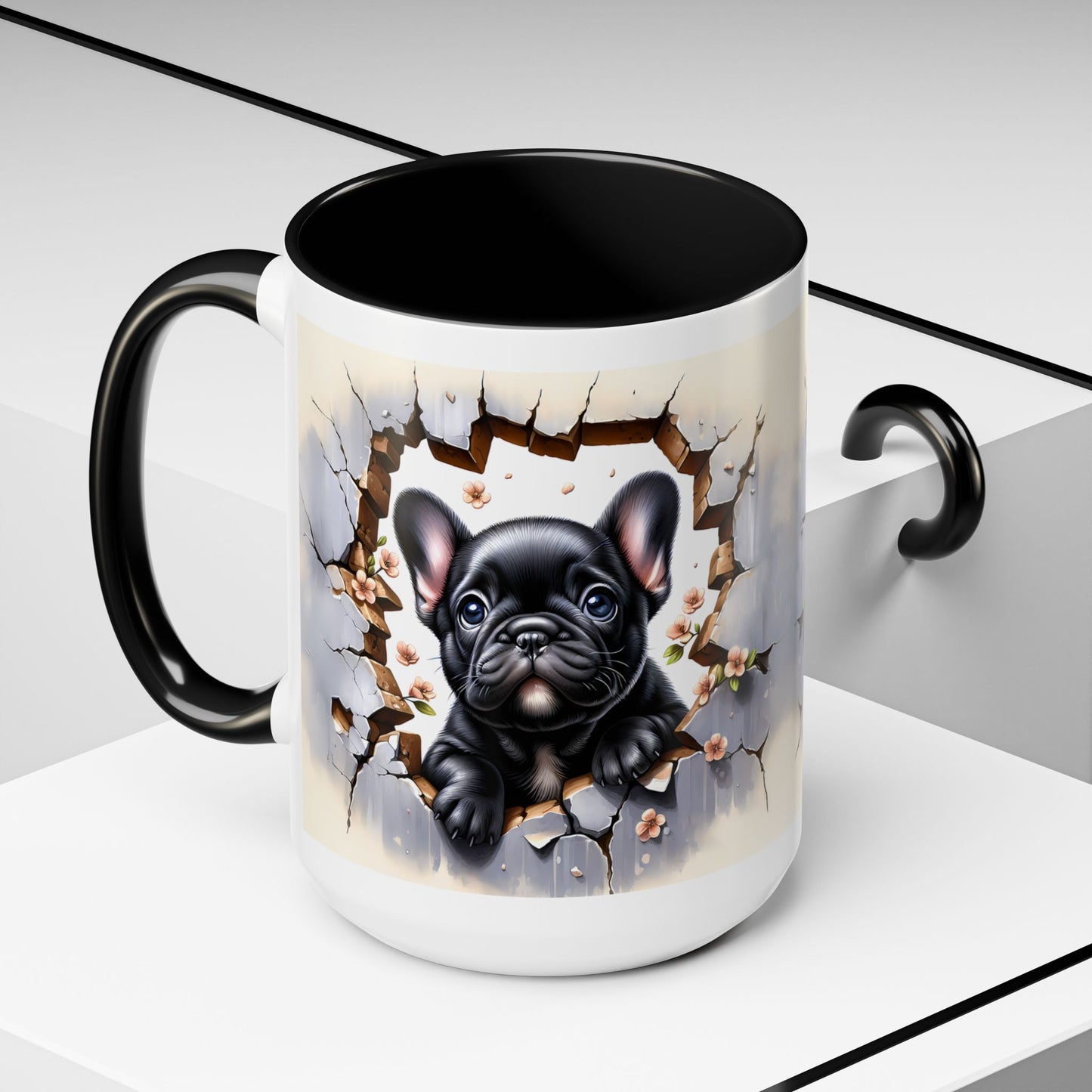 🐾☕ Black French Bulldog Puppy Accent Mug – Cute Breakthrough Pup Design ✨