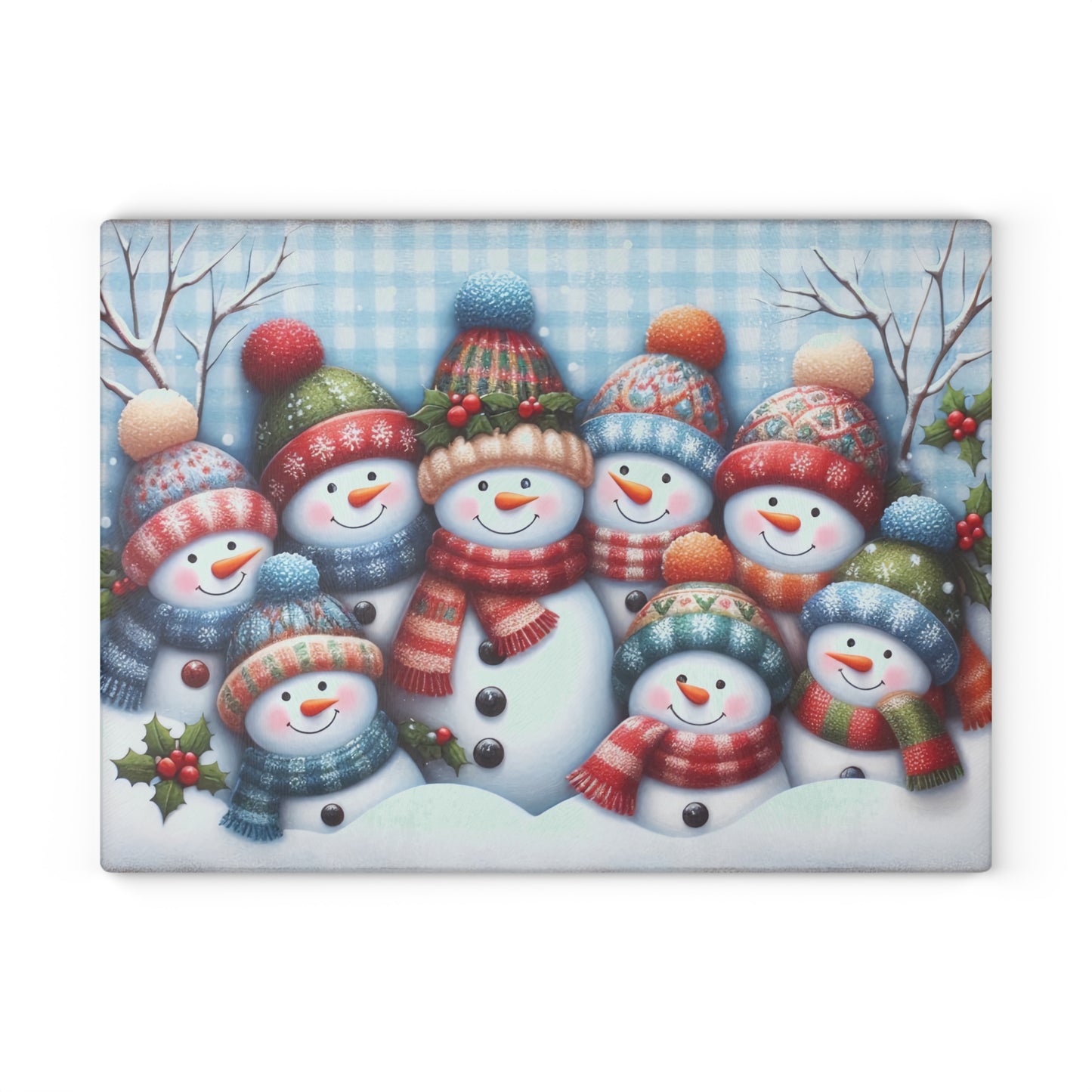 Snowman Family Christmas Cutting Board – Cozy Winter Smiles for Your Holiday Kitchen
