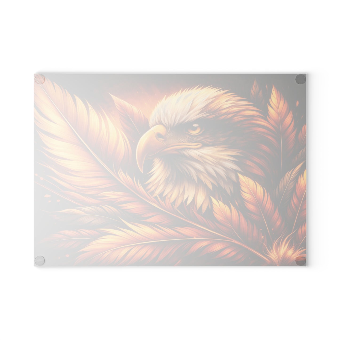 Majestic Eagle & Golden Feathers Glass Cutting Board – Bold Wildlife Kitchen Art