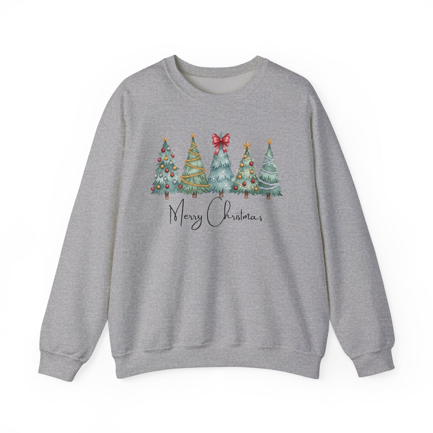 🎄✨ Merry Christmas Trees Sweatshirt – Bold Patterns & Festive Cheer