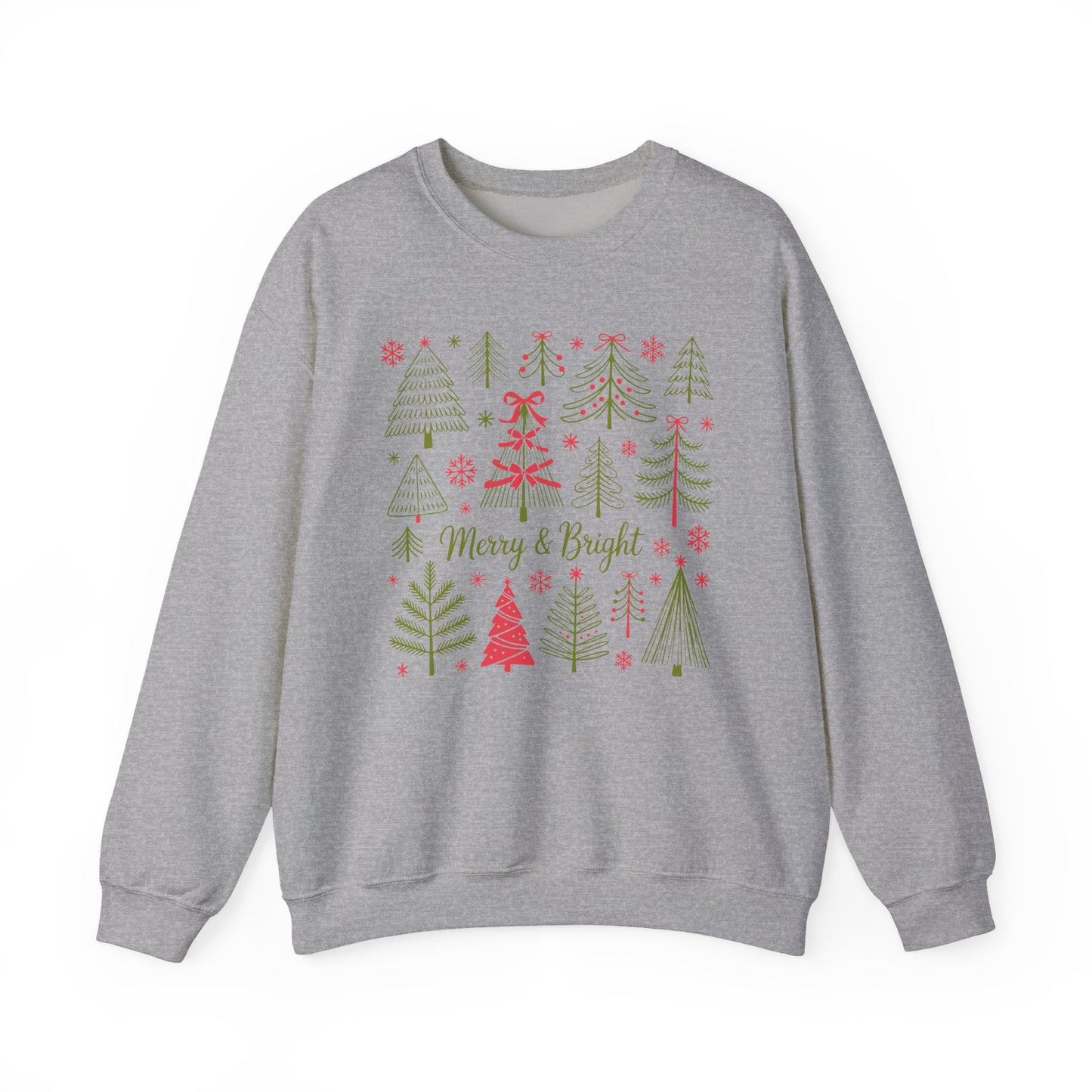 🎄✨ Merry & Bright Sweatshirt – Whimsical Holiday Forest Vibes