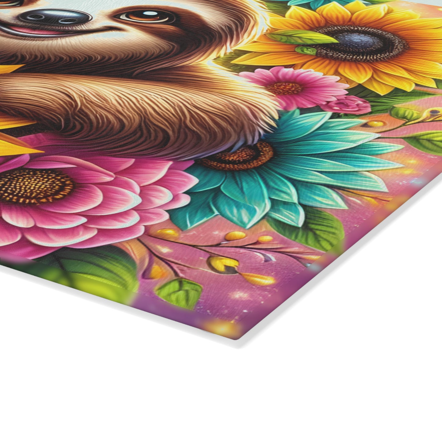 🦥 Sunflower Sloth Cutting Board – Whimsical Blooms for Your Kitchen 🌻