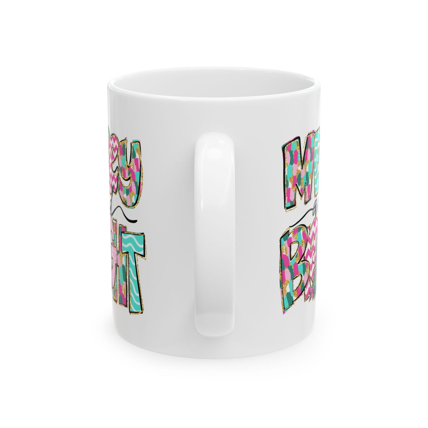 ☕ Merry and Bright Mug – Whimsical Colors & Holiday Cheer in Every Sip 🎄💖