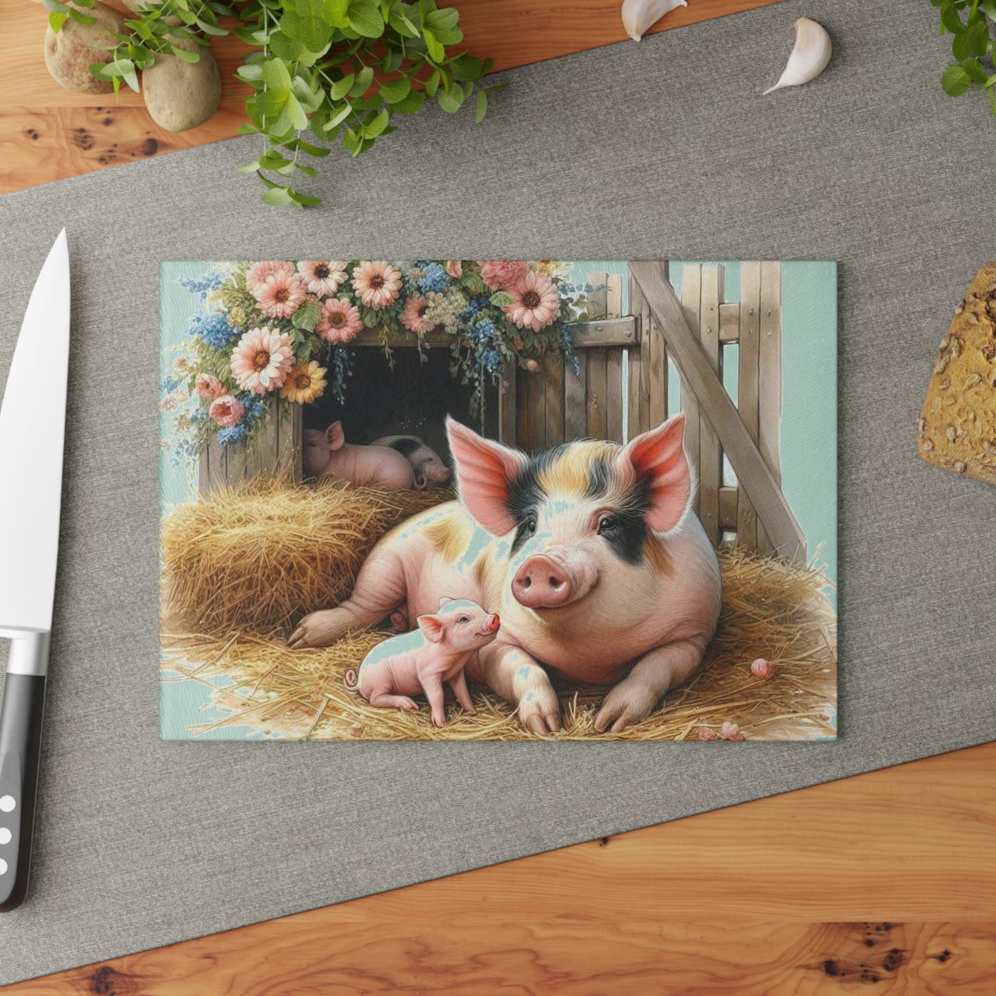Tabla de cortar de cerdo, amantes de los animales, decoración de granja, accesorios de cocina, regalo único, tabla de charcutería, tabla de cortar personalizada, cocinas de cerdo