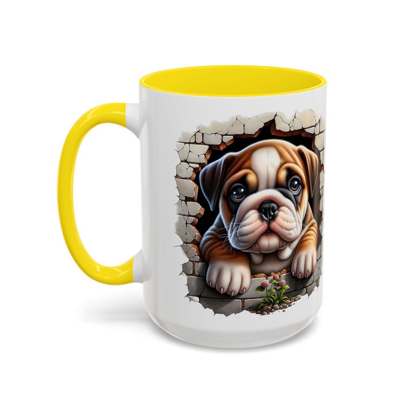 🎀🐶 English Bulldog Puppy Accent Mug – Cute Peek-Through Dog Design for Animal Lovers ☕💖