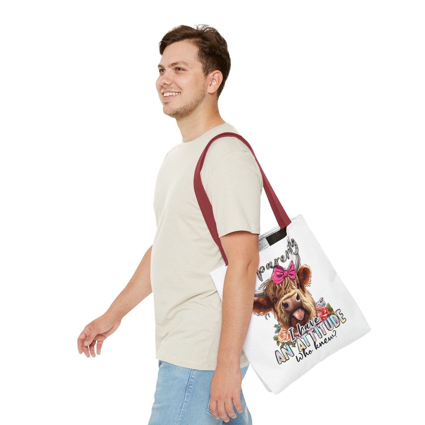 🐄 Al parecer, tengo actitud: bolso tote Sassy Cow con lazo rosa 🌸