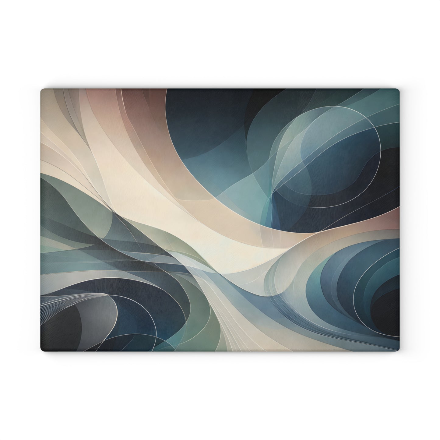 Modern Abstract Wave Glass Cutting Board – Neutral Flow Contemporary Kitchen Art