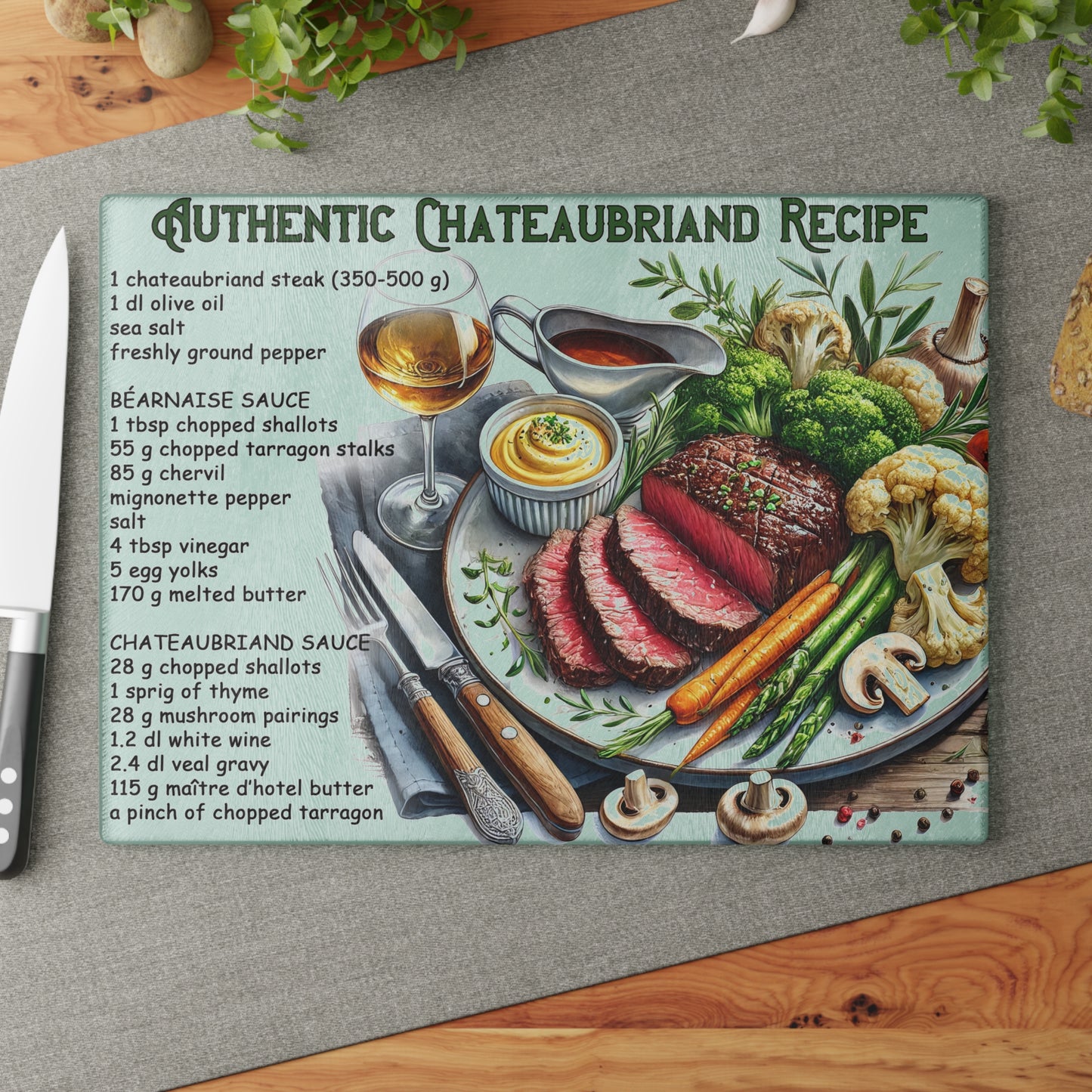 🥩 Authentic Chateaubriand Recipe – Gourmet Steak Lover’s Cutting Board