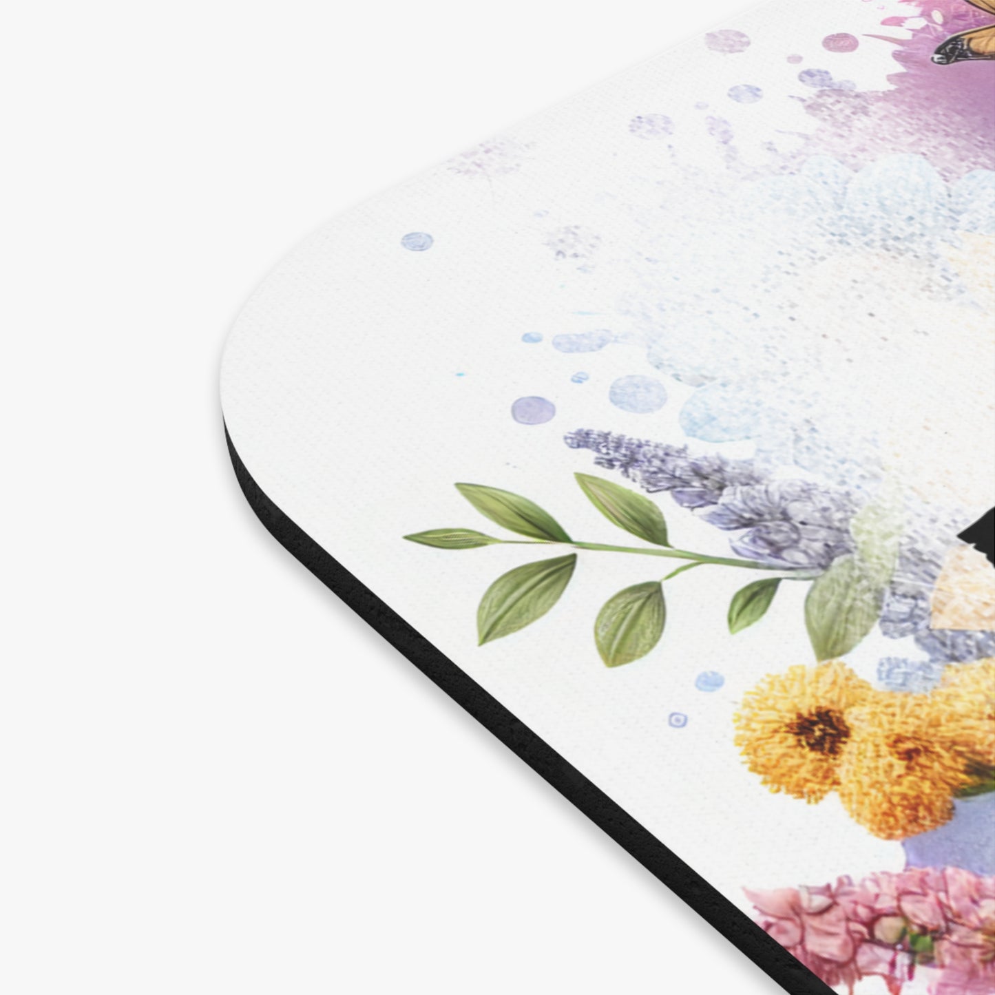 🖱️🐩🌸 Poodle Mouse Pad – Playful Black Poodle with Sunflowers & Florals (Charcoal)