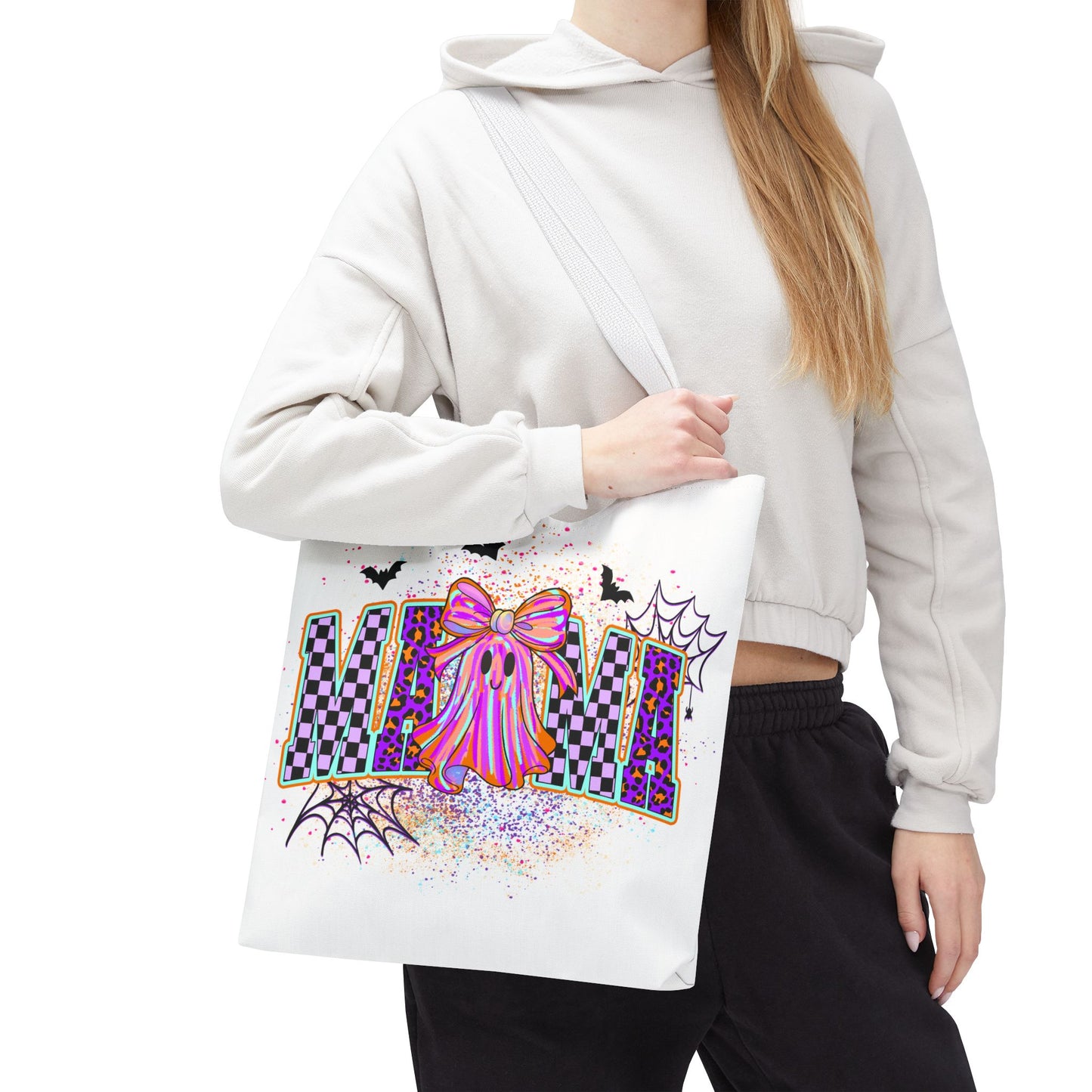 🎃 Colorful Mama Ghost Halloween Tote Bag – Spooky Fun with a Pop of Color 👻👜