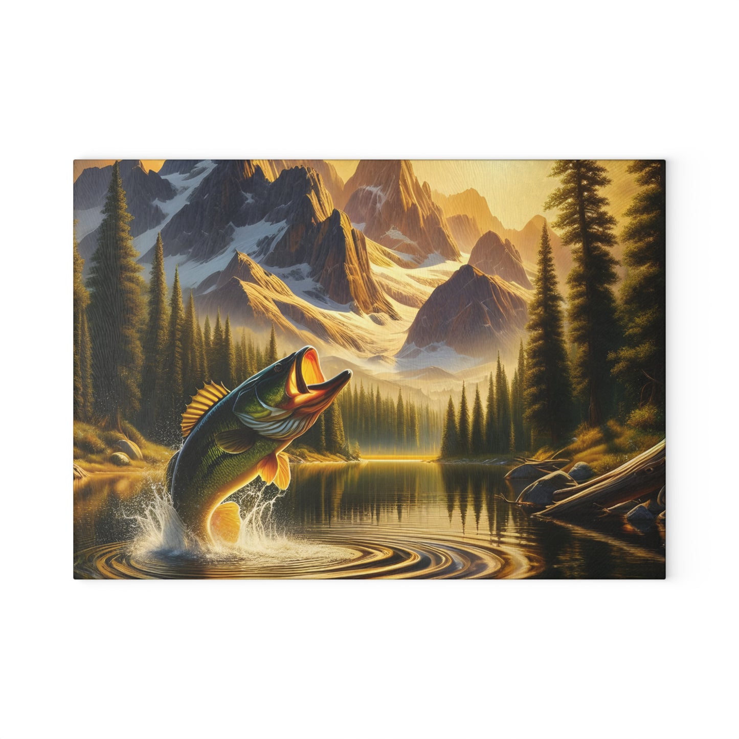 🎣 Mountain Lake Fishing Scene Cutting Board – Perfect for Anglers & Outdoor Enthusiasts 🌲