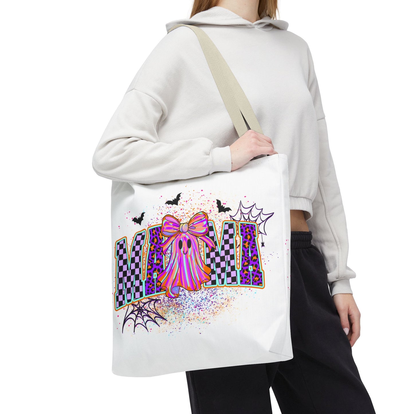 🎃 Colorful Mama Ghost Halloween Tote Bag – Spooky Fun with a Pop of Color 👻👜