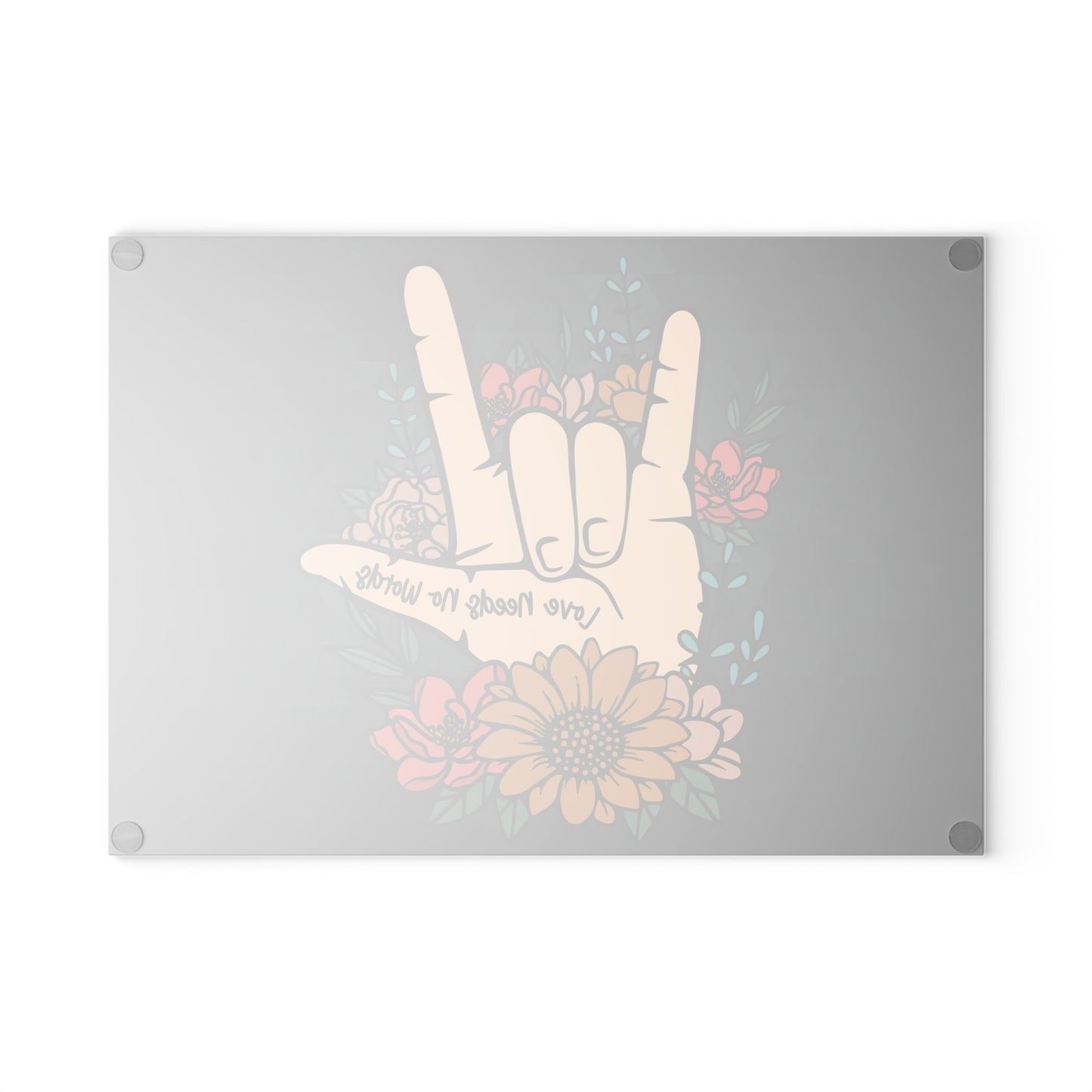 "I Love You Sign Language Tempered Glass Cutting Board & Display Piece"