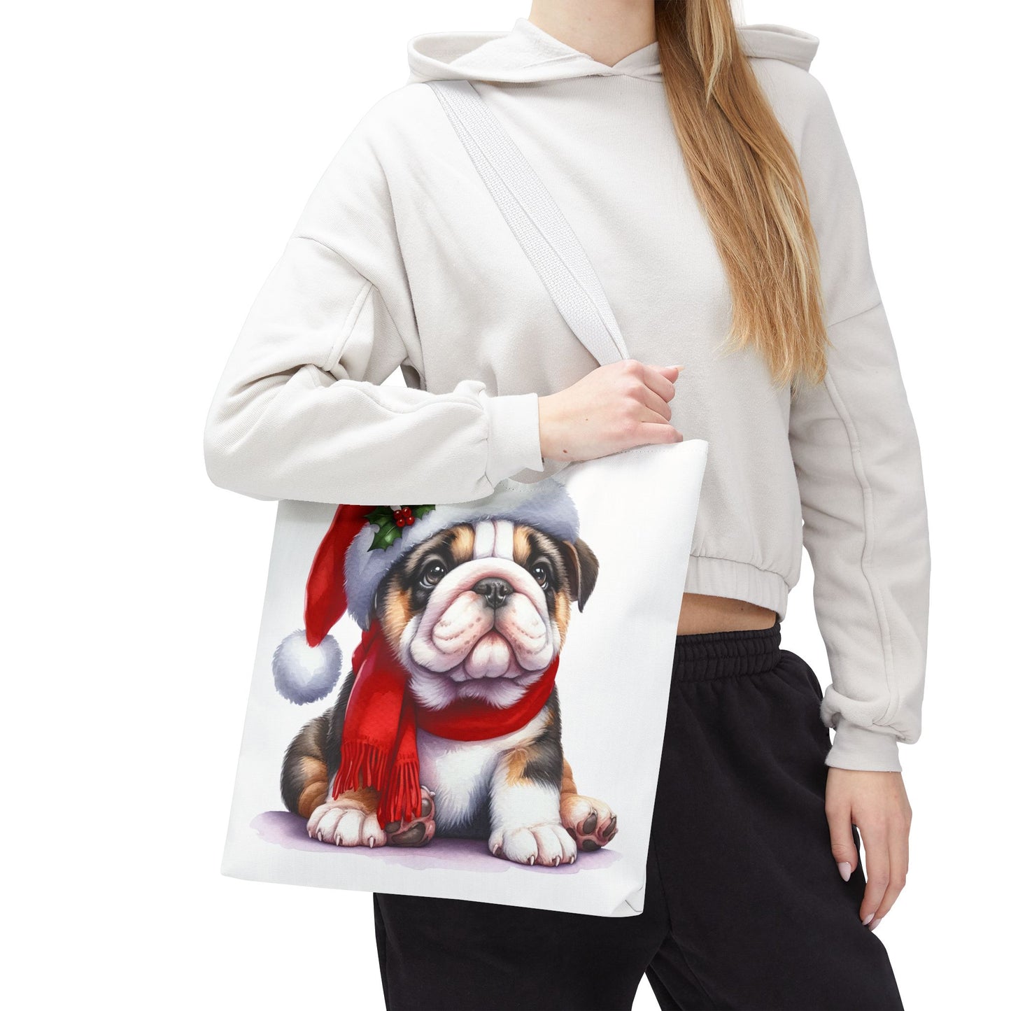 🎅 Bulldog Christmas Tote Bag – Cozy Holiday Style for Dog Lovers 🐾