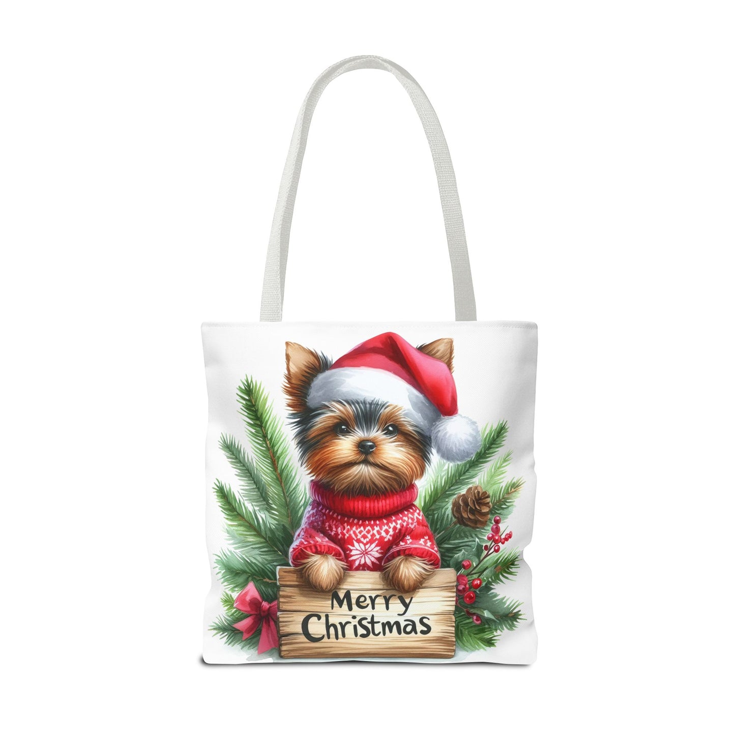 📦🐶 Yorkie Christmas Tote Bag – Tiny Terrier Holiday Charm in Every Carry 🎄