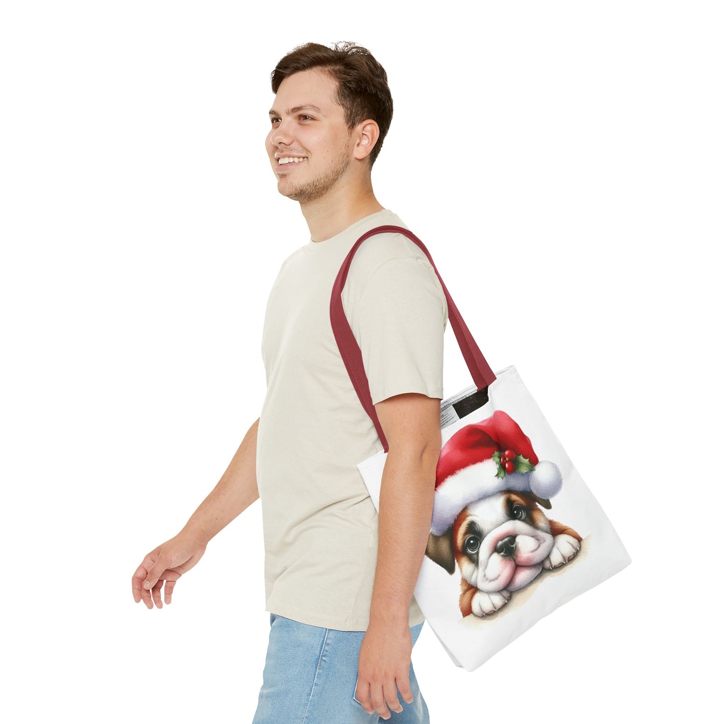 🐾 Bulldog Christmas Tote Bag – Santa Paws Cuteness You Can Carry 🎄
