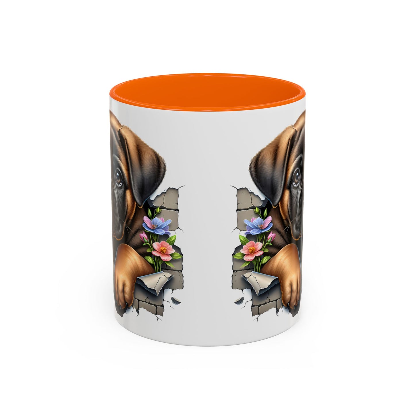 🧡 Boxer Puppy Accent Mug – Adorable Peek-Through Cup for Dog Lovers