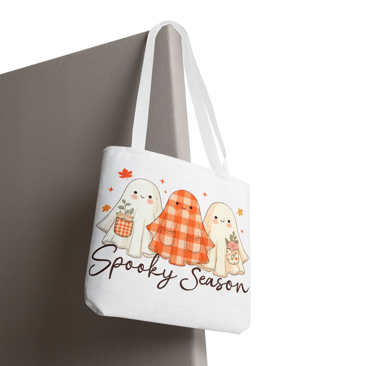 👻 Spooky Season Ghost Friends Tote Bag – Cozy Fall Vibes with a Cute Twist 🍂👜