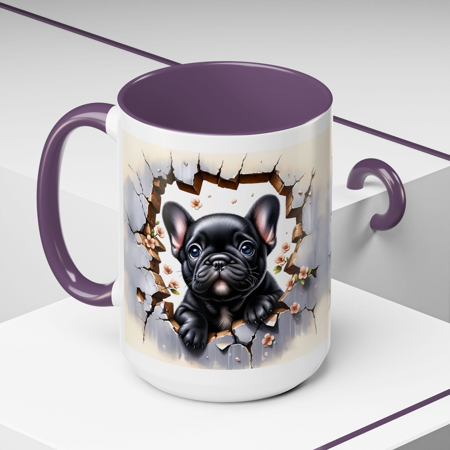 🐾☕ Black French Bulldog Puppy Accent Mug – Cute Breakthrough Pup Design ✨