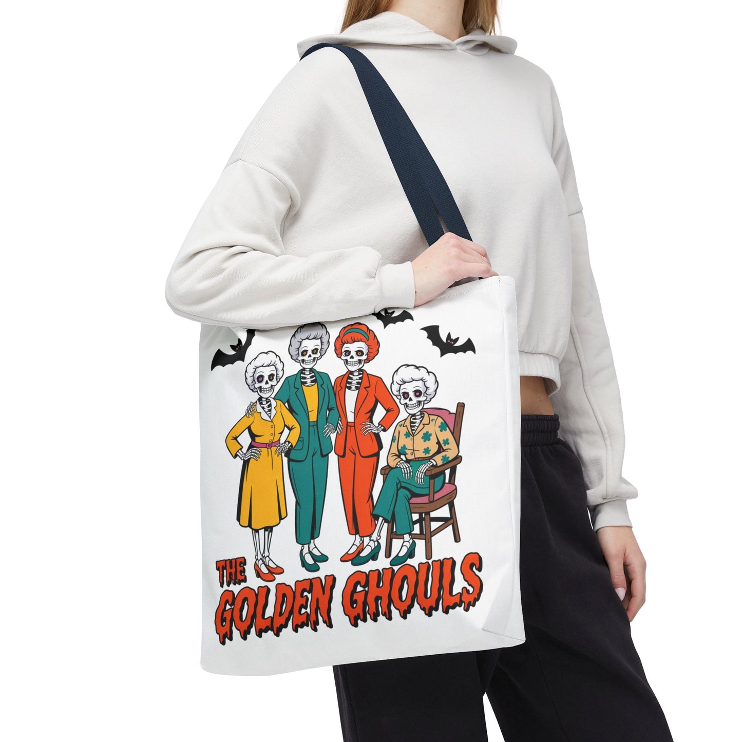 🖤 Retro Skeleton Squad Tote Bag – Spooky Chic Style for Halloween 👻👜