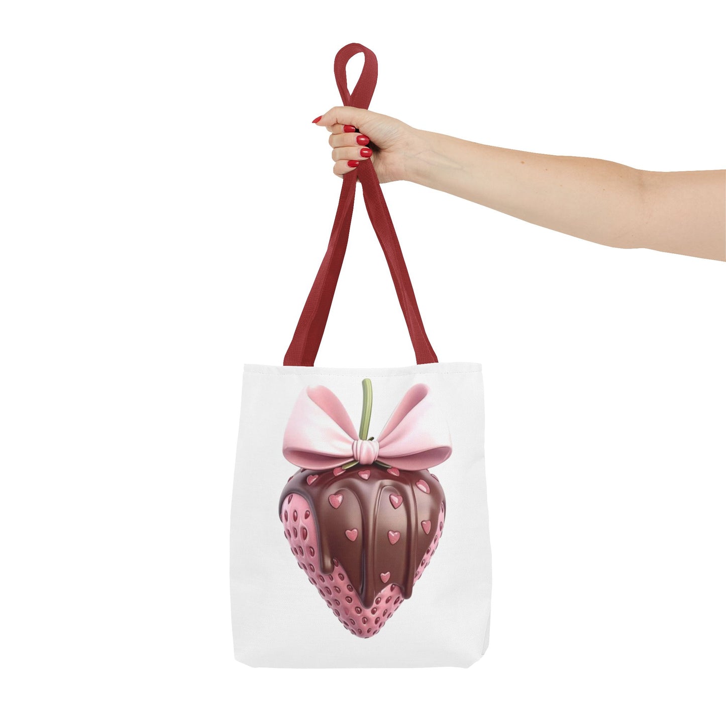 🍓 Chocolate-Dipped Strawberry Tote Bag – Sweet, Romantic & Practical 🍫