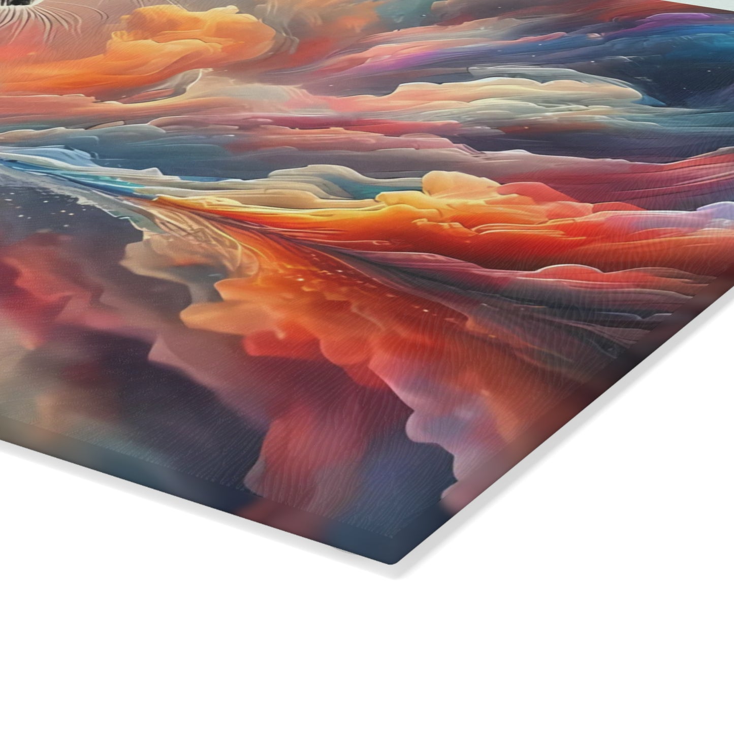 Tabla de cortar con diseño de gatito celestial: decoración de cocina con un toque de fantasía galáctica