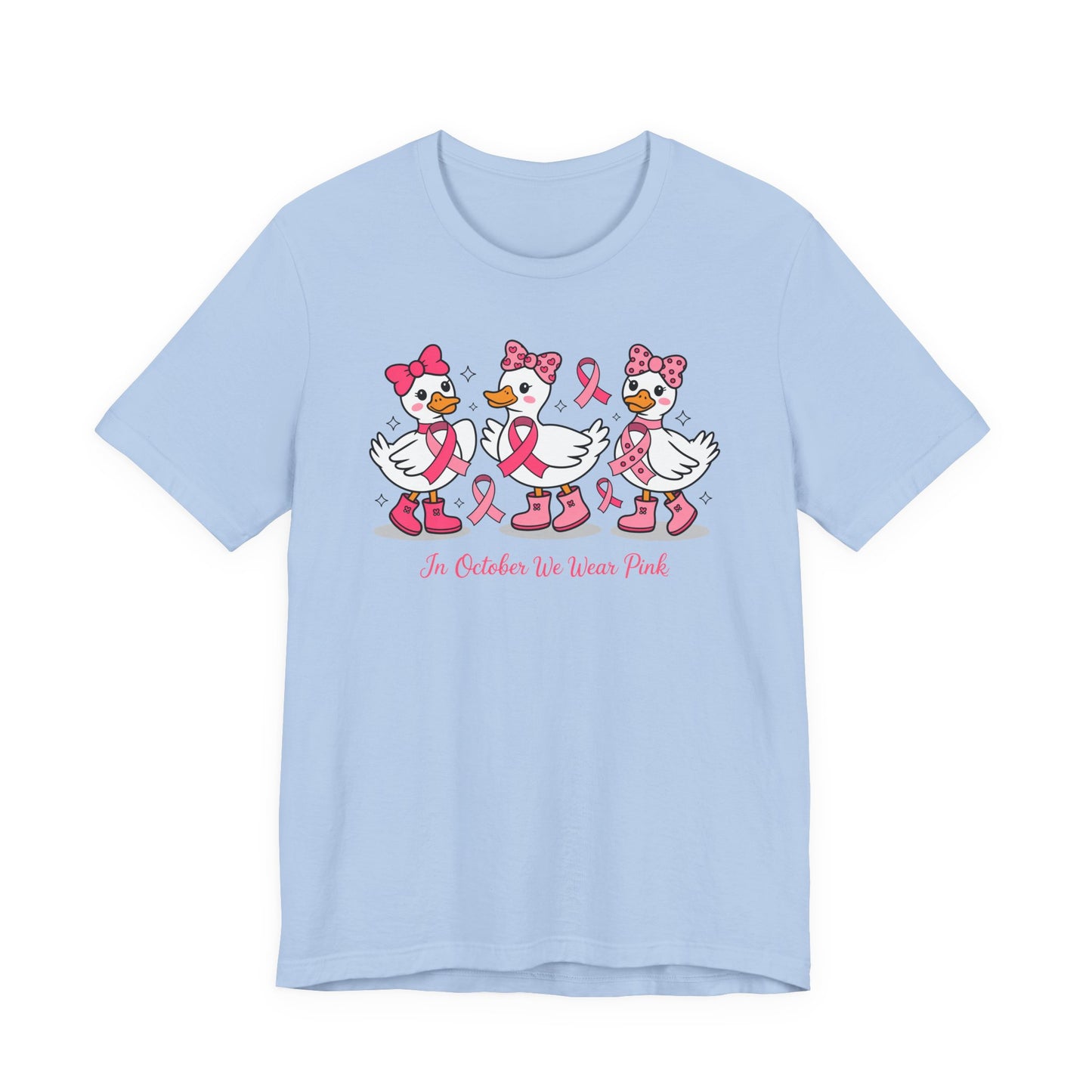 🎀🦆 In October We Wear Pink Duck T-Shirt – Cute Breast Cancer Awareness Tee 💖✨