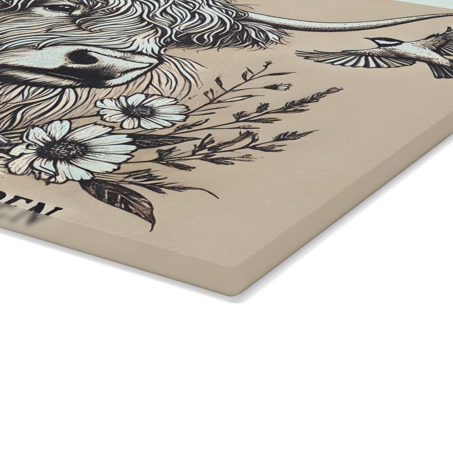 🐮 “Live Like Someone Left the Gate Open” Sketch Highland Cow Cutting Board – Rustic Farmhouse Charm for Your Kitchen