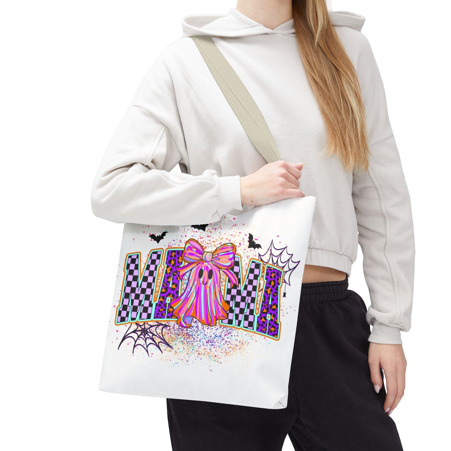 🎃 Colorful Mama Ghost Halloween Tote Bag – Spooky Fun with a Pop of Color 👻👜