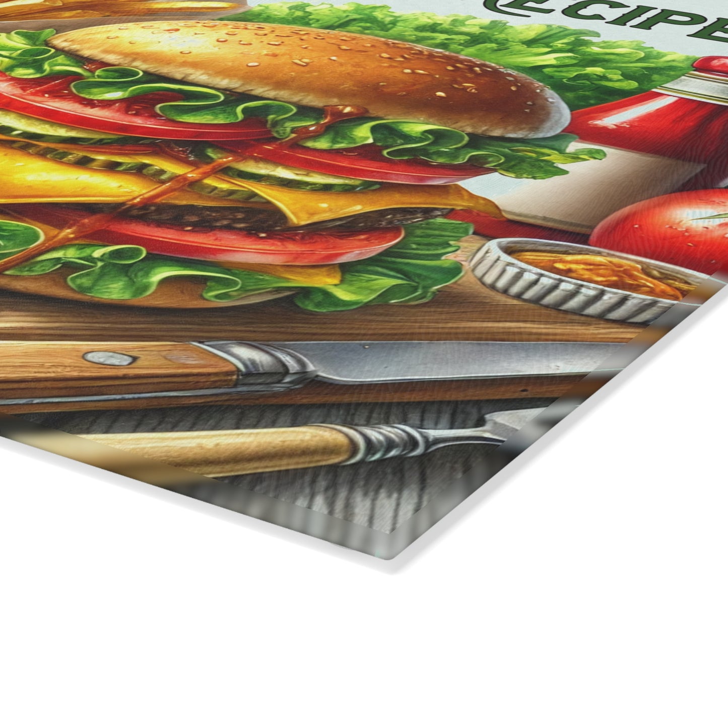🍔 Cheeseburger Recipe – Gourmet Burger Lovers Glass Cutting Board