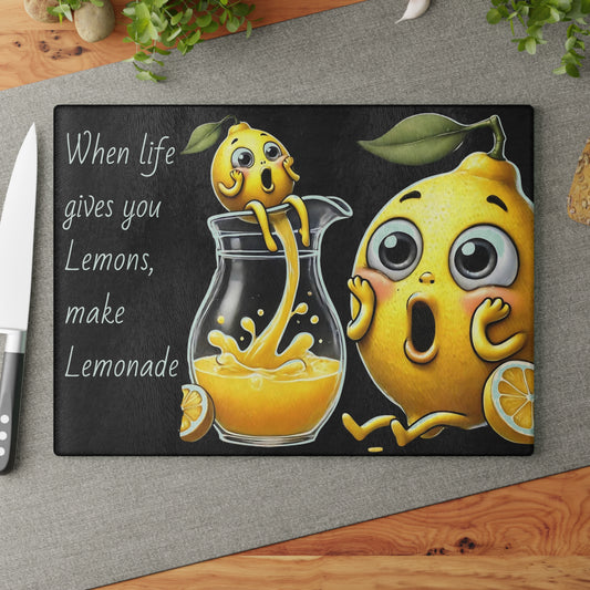 Tabla de cortar limón, diseño de limón fresco, decoración de cocina de vidrio, regalo para amantes de los cítricos, regalo gastronómico único, decoración con temática de limón