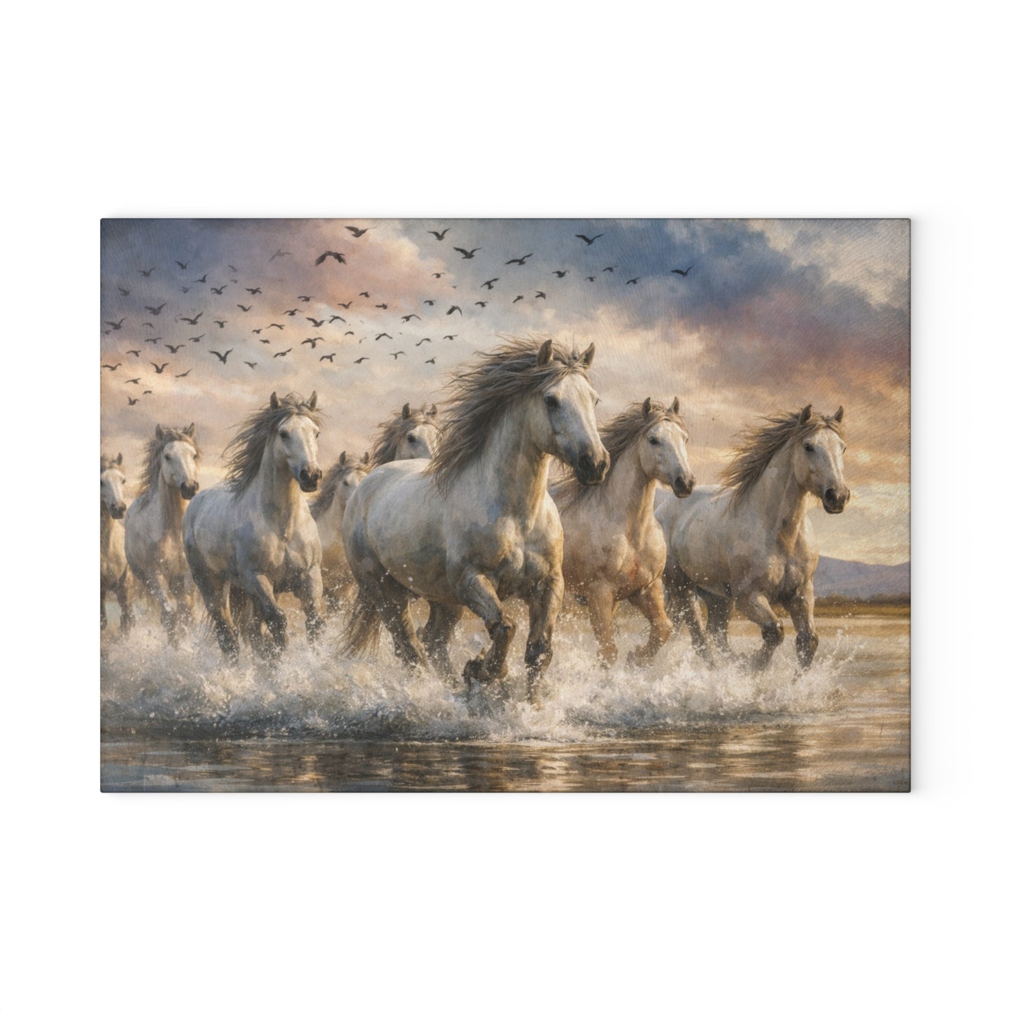 Running Wild Horses Glass Cutting Board – Western Horse Lover Farmhouse Kitchen Decor