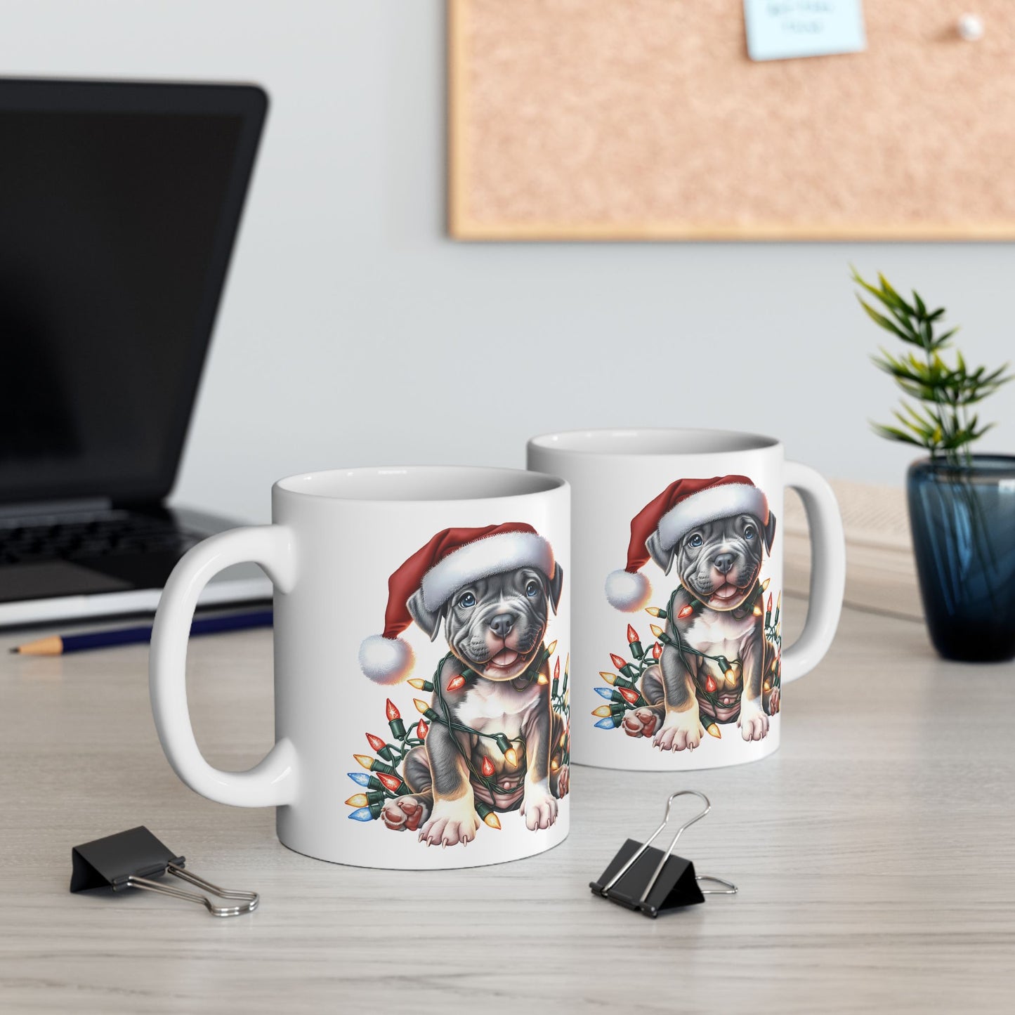 🎄 Pitbull Christmas Lights Mug – Holiday Cheer for Dog Lovers 🐾