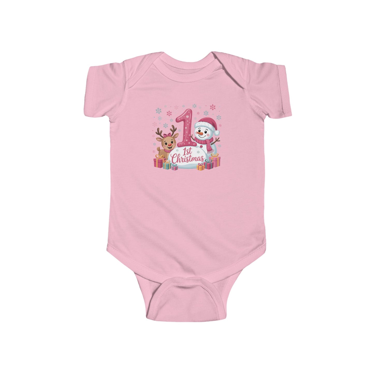 🎄☃️ My 1st Christmas Baby Onesie – Reindeer & Snowman Holiday Keepsake 🍼✨
