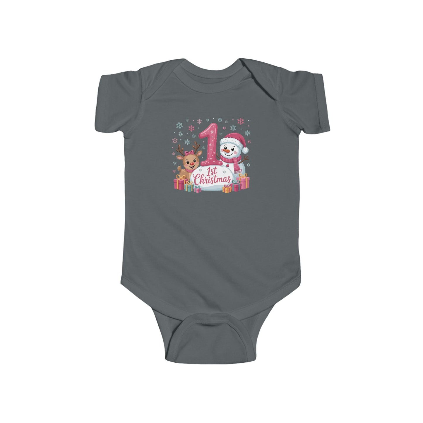 🎄☃️ My 1st Christmas Baby Onesie – Reindeer & Snowman Holiday Keepsake 🍼✨