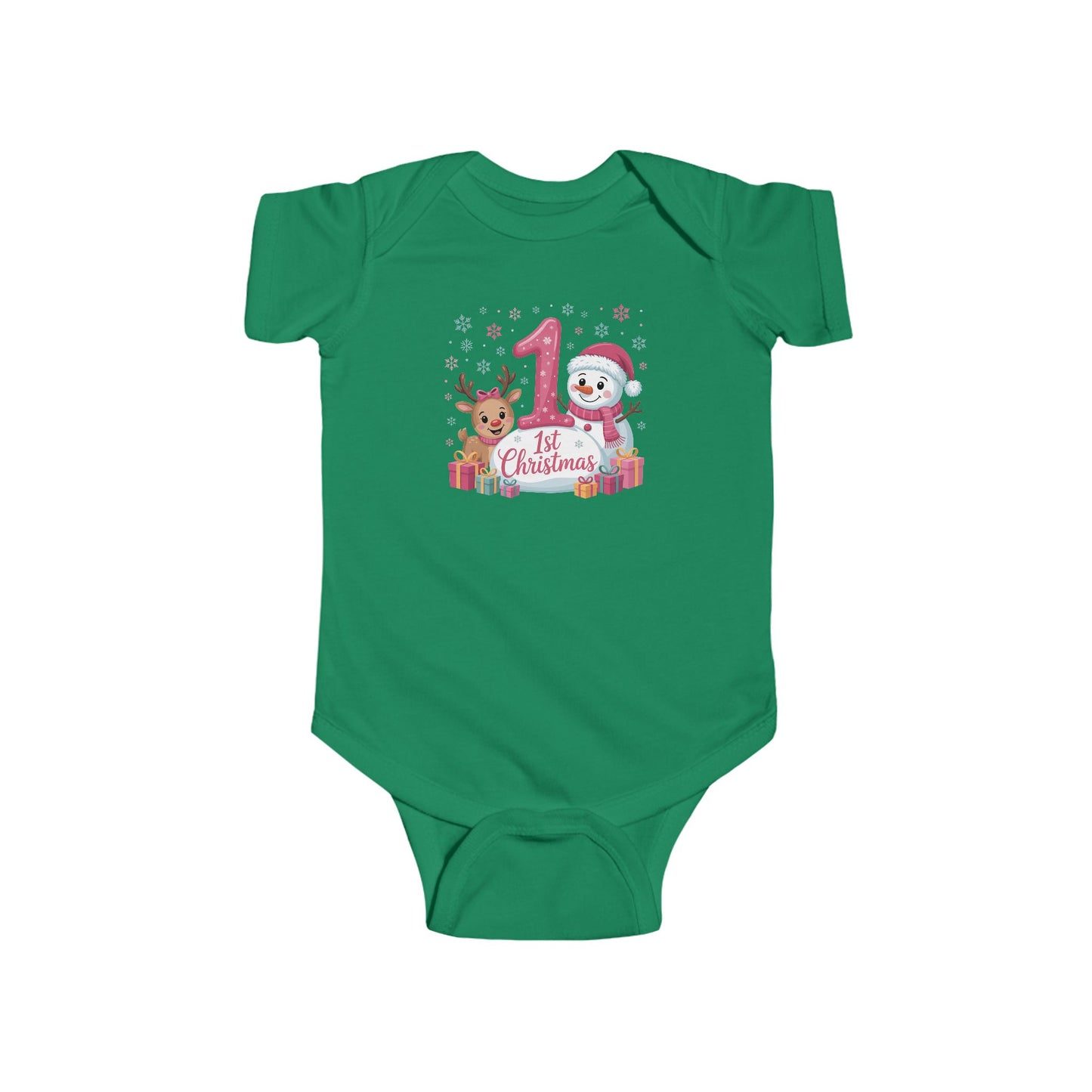 🎄☃️ My 1st Christmas Baby Onesie – Reindeer & Snowman Holiday Keepsake 🍼✨