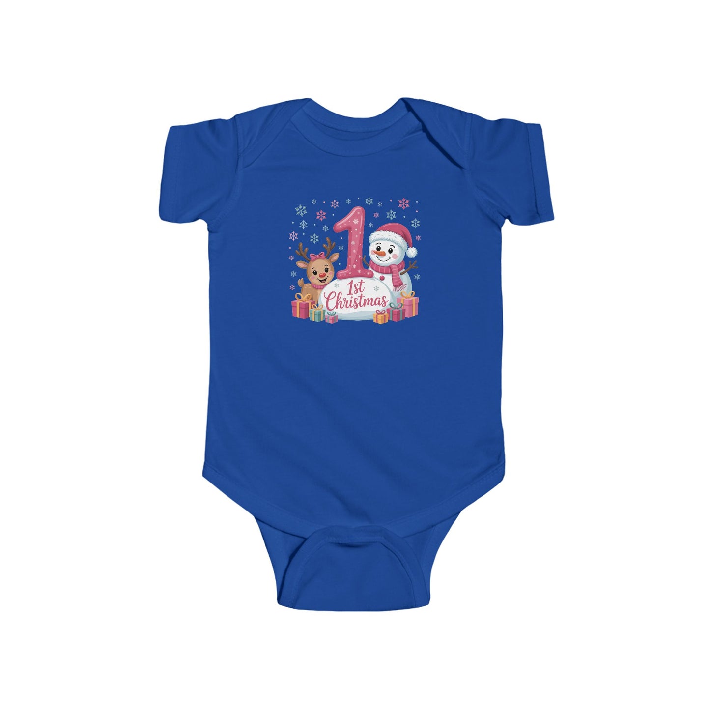 🎄☃️ My 1st Christmas Baby Onesie – Reindeer & Snowman Holiday Keepsake 🍼✨
