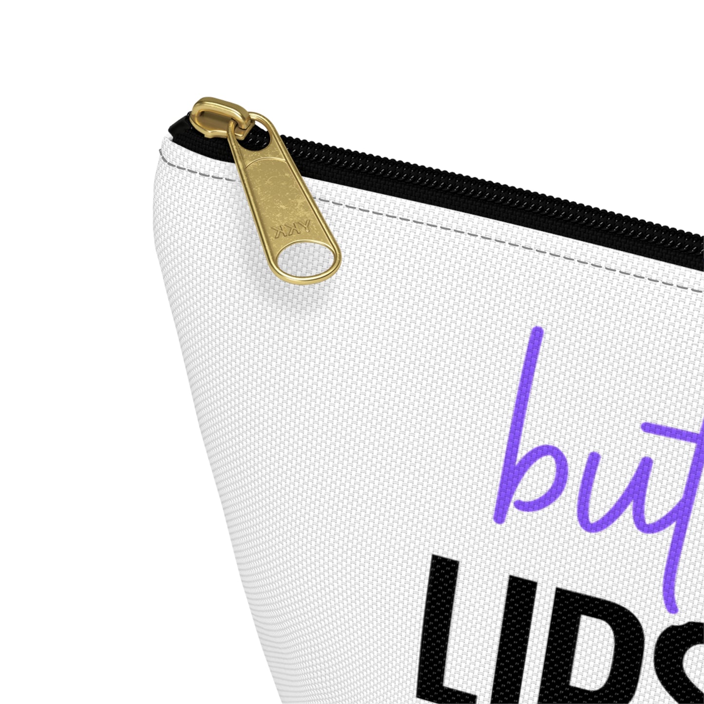 Accessory Pouch – "But First Lipstick" Purple Makeup Bag