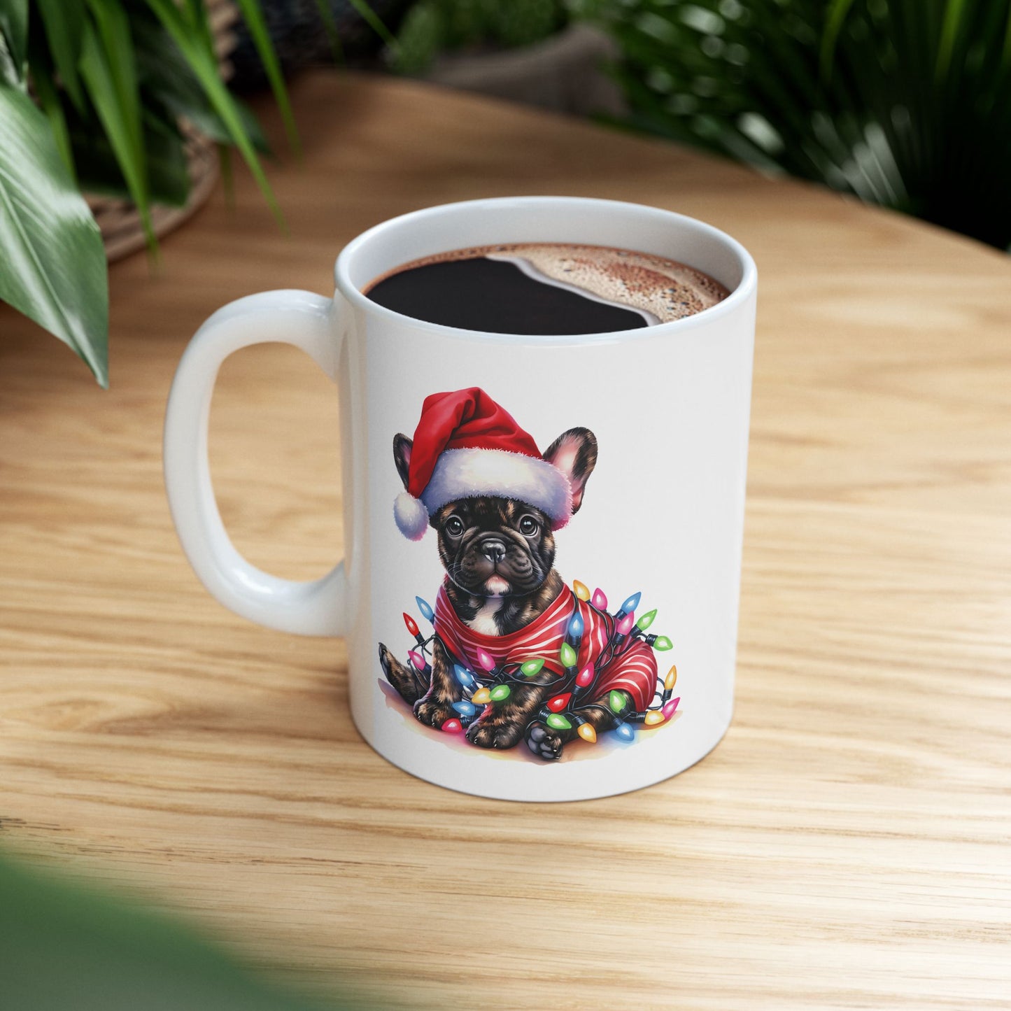 🎄 French Bulldog Christmas Lights Mug – Holiday Mischief, Frenchie Style! 🐶☕