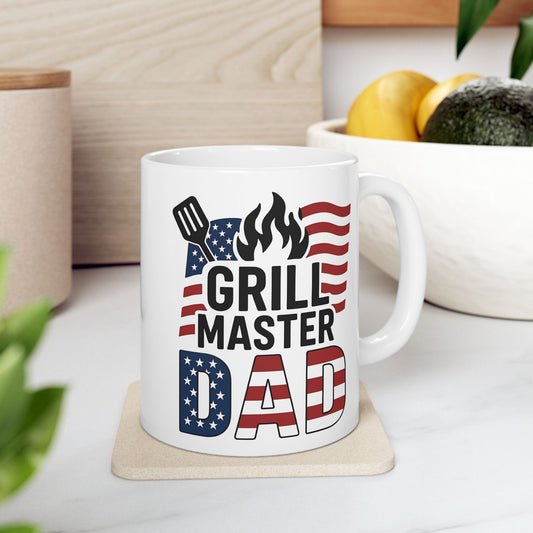 USA🔥 Grill Master DAD – Taza de café con la bandera estadounidense patriótica (325 ml y 430 ml)