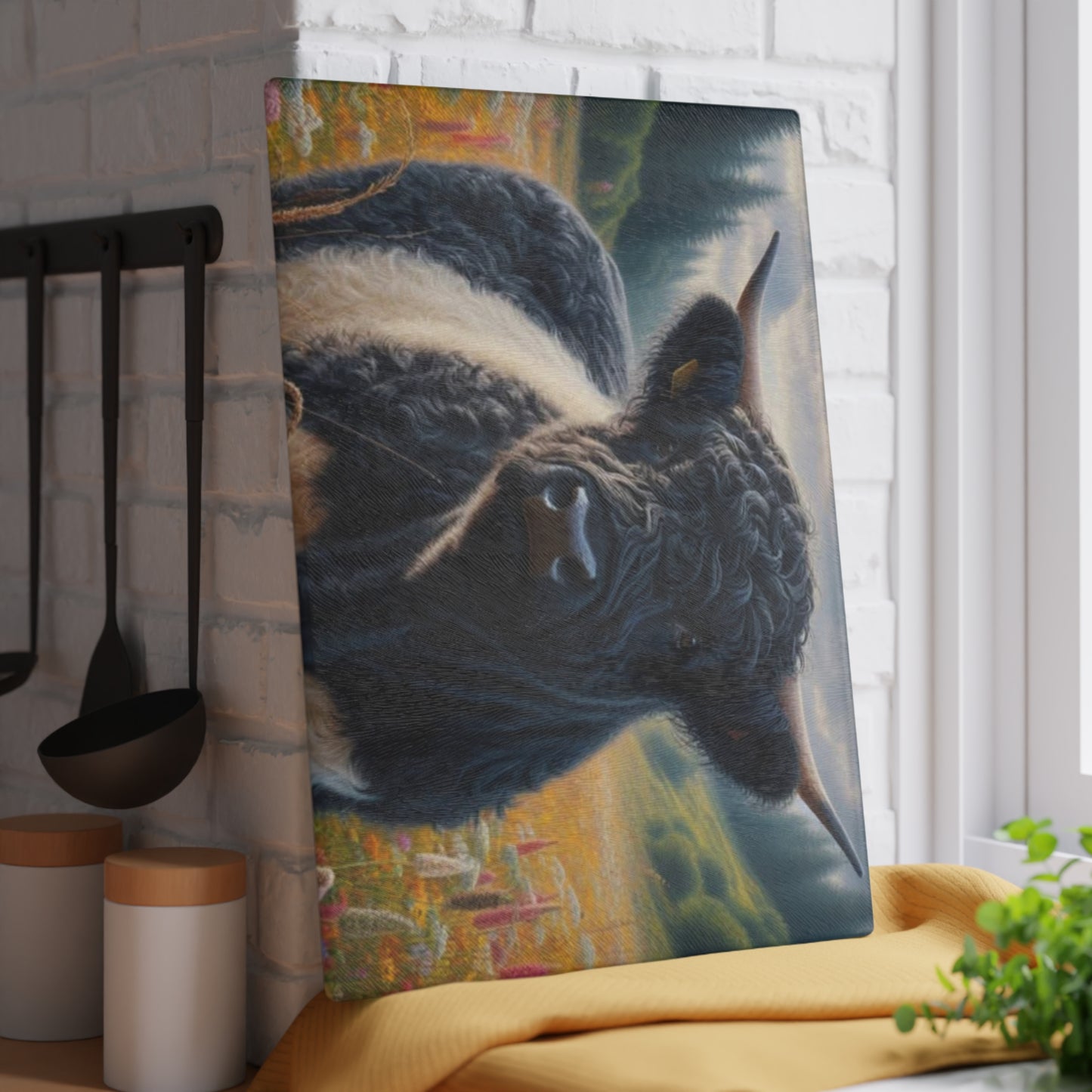 🐮 Oreo Cow Meadow Scene Cutting Board – Rustic Farmhouse Beauty 🌼