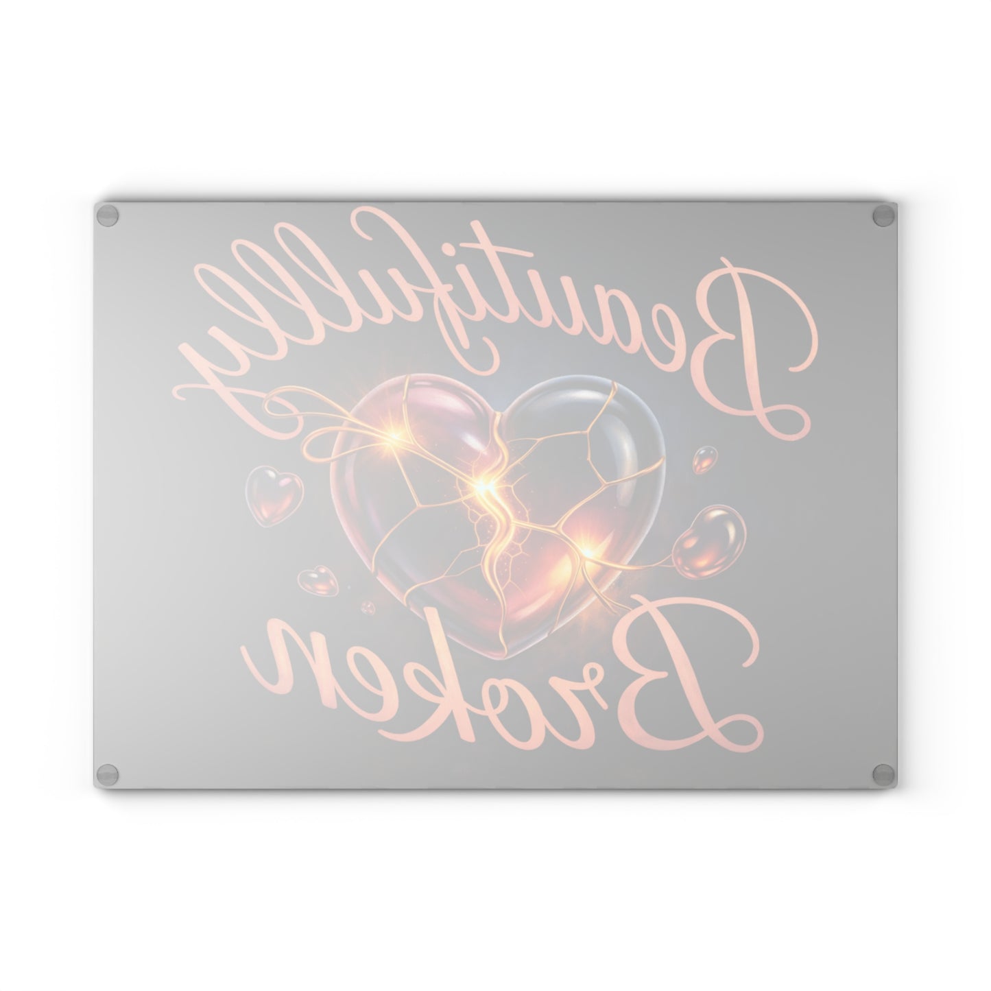 Golden Heart Resilience Glass Cutting Board – Kintsugi-Inspired Love & Strength Kitchen Decor