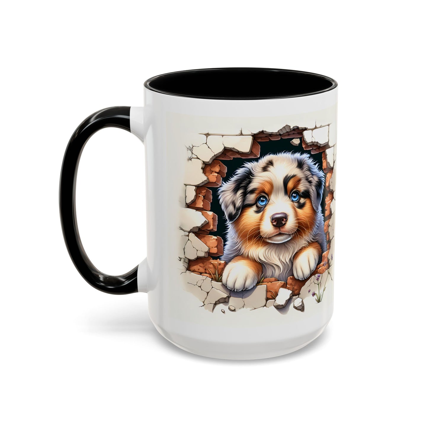 🐾☕ Australian Shepherd Puppy Peek Accent Mug – Blue-Eyed Beauty Dog Lover Gift ✨💙