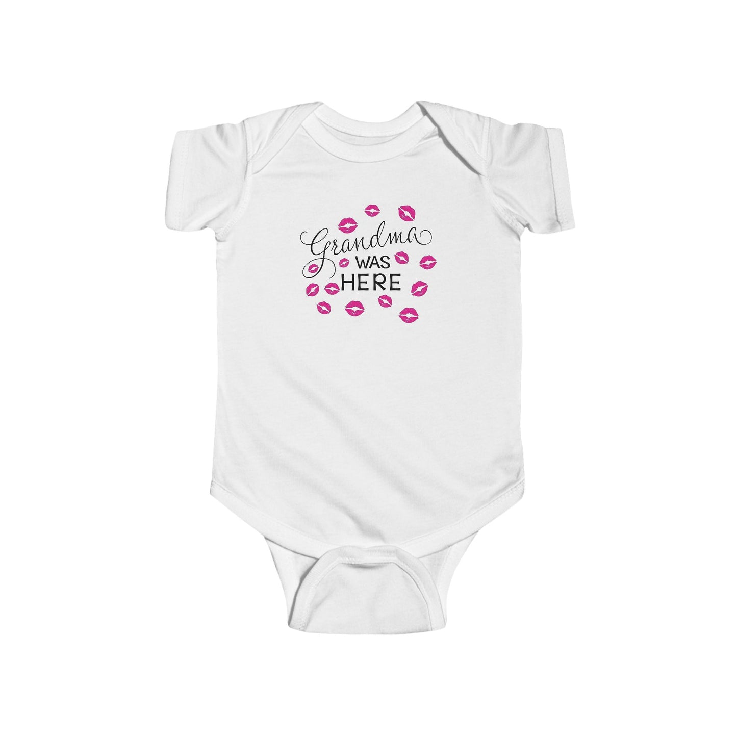 💋 Grandma Was Here Baby Onesie – Sweet Kiss Print Bodysuit 👶❤️