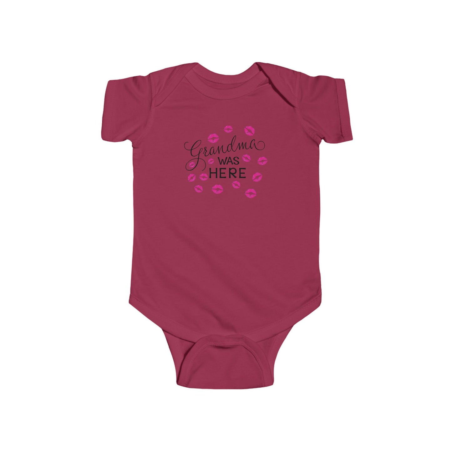 💋 Grandma Was Here Baby Onesie – Sweet Kiss Print Bodysuit 👶❤️