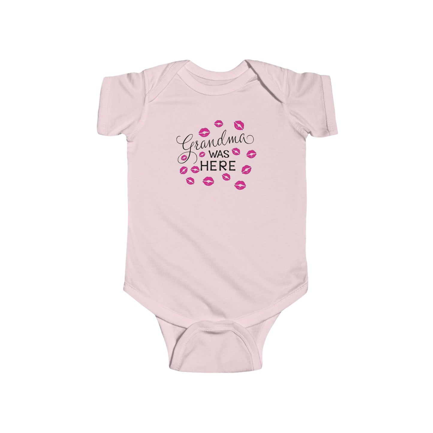 💋 Grandma Was Here Baby Onesie – Sweet Kiss Print Bodysuit 👶❤️