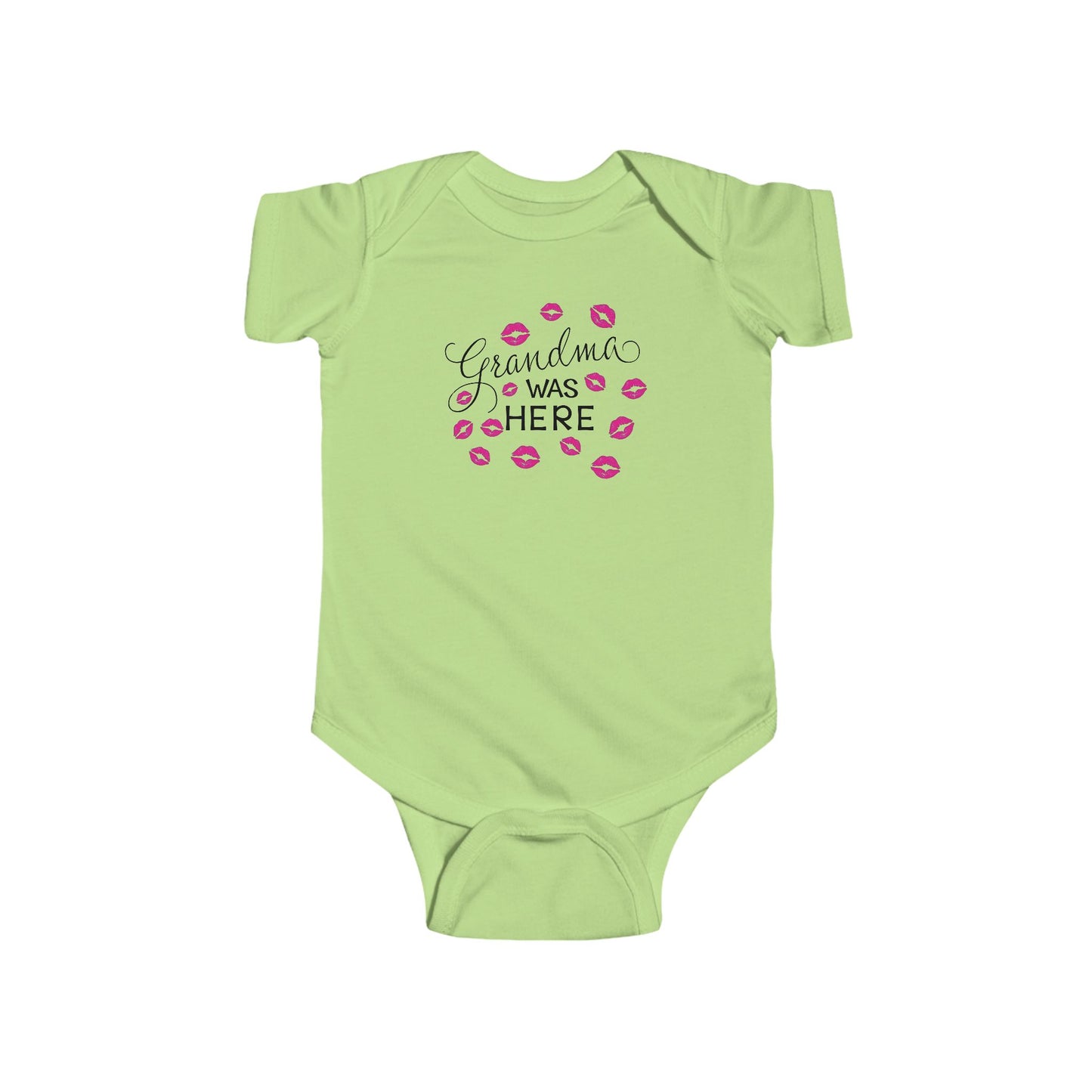 💋 Grandma Was Here Baby Onesie – Sweet Kiss Print Bodysuit 👶❤️