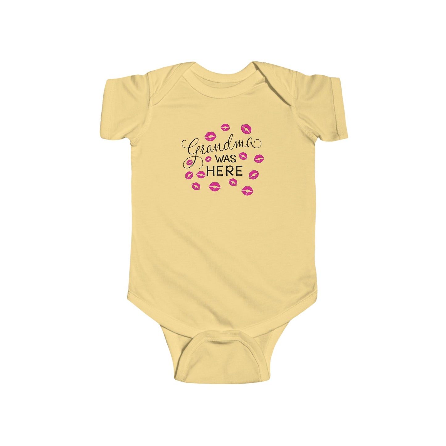 💋 Grandma Was Here Baby Onesie – Sweet Kiss Print Bodysuit 👶❤️