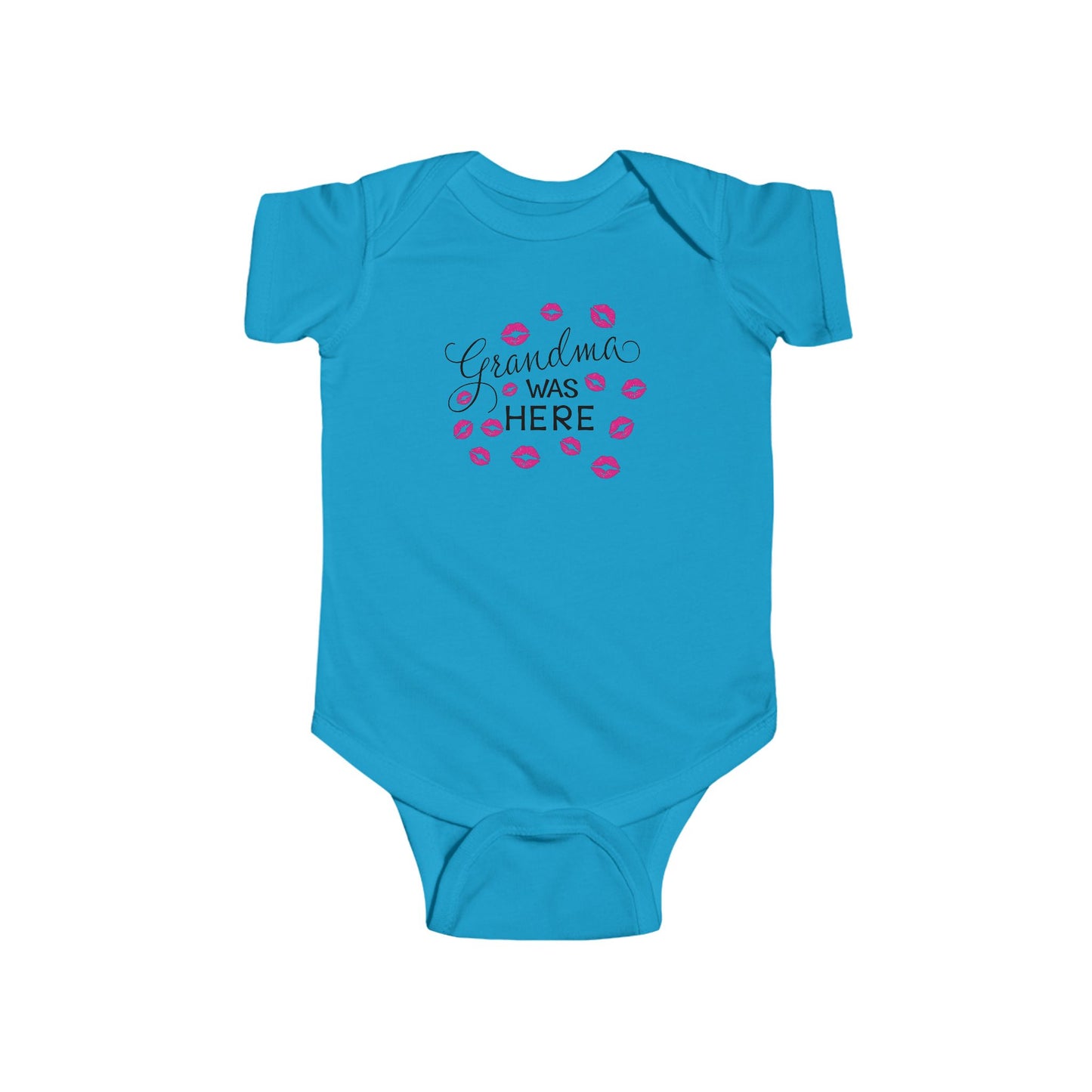 💋 Grandma Was Here Baby Onesie – Sweet Kiss Print Bodysuit 👶❤️
